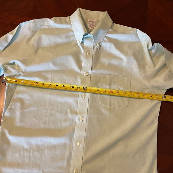 Brooks Brothers‎ Mens Slim Fit Non-Iron Button-Down Shirt 16 1/2 - 34 Green - Picture 15 of 16